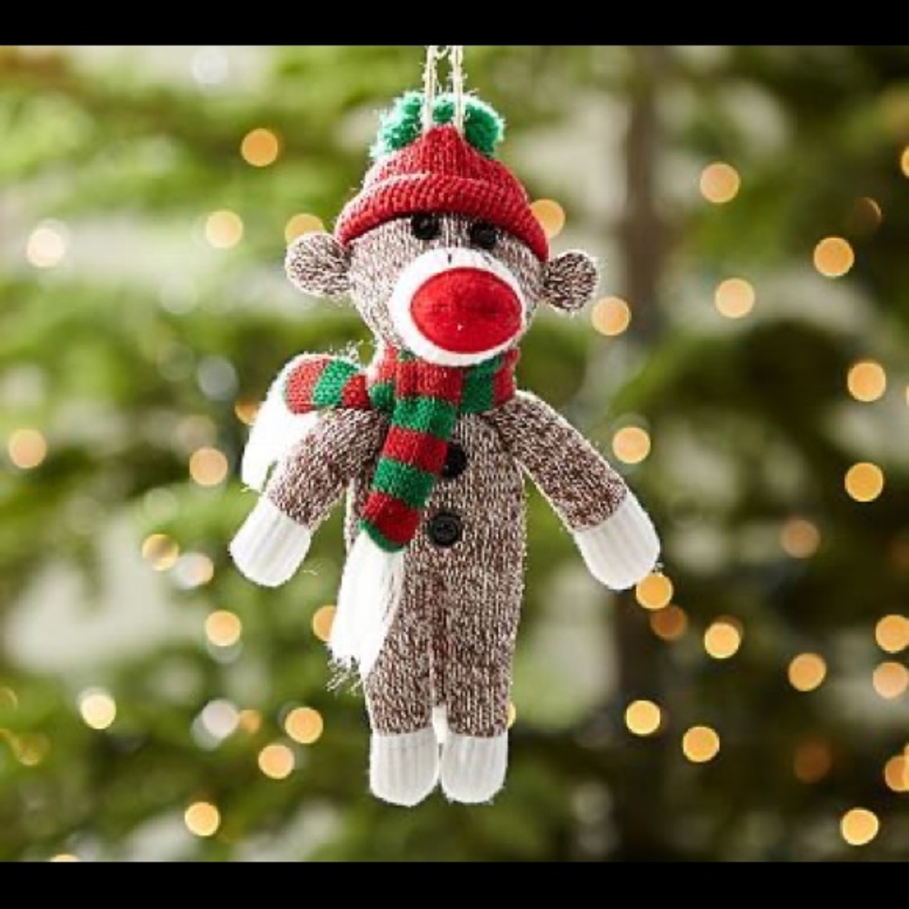 Pottery Barn Hanging Around for the Holidays Classic Sock Monkey Ornament 🐵